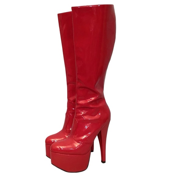 Jante Shoes - Stripper Boots 9 Pahrump NV Used Exotic Dancer Red Platform Tall Knee Jante